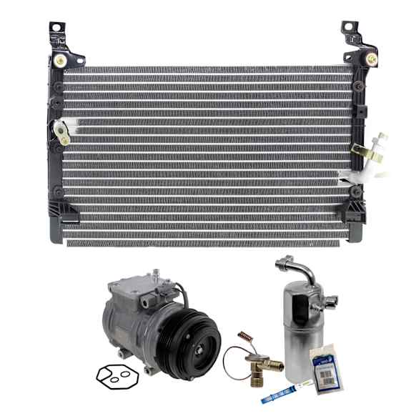 3-Piece Kit A/C Compressor Kit, With Clutch, 4-Groove Pulley, Includes (1) A/C Compressor, (1) A/C Condenser and (1) A/C Service Kit