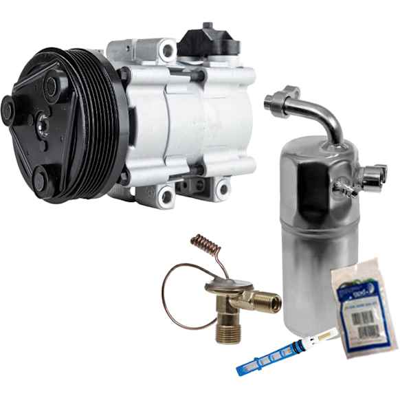 2-Piece Kit A/C Compressor Kit, With Clutch, 6-Groove Pulley, Includes (1) A/C Compressor and (1) A/C Service Kit