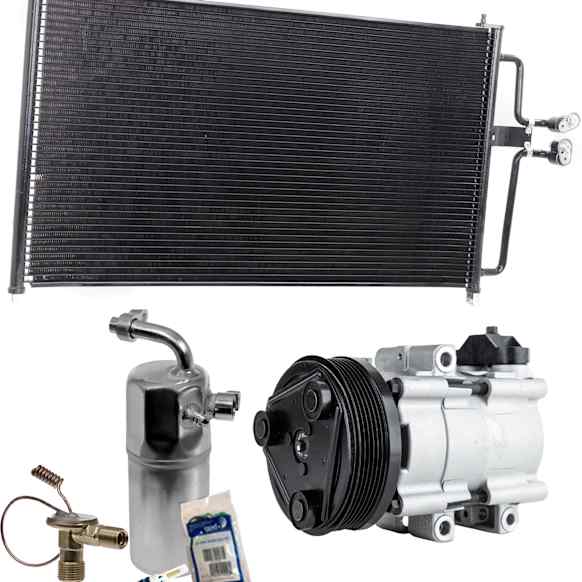 3-Piece Kit A/C Compressor Kit, With Clutch, 6-Groove Pulley, Includes (1) A/C Compressor, (1) A/C Condenser and (1) A/C Service Kit