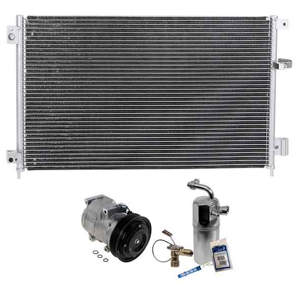3-Piece Kit A/C Compressor Kit, With Clutch, 6-Groove Pulley, Includes (1) A/C Compressor, (1) A/C Condenser and (1) A/C Service Kit