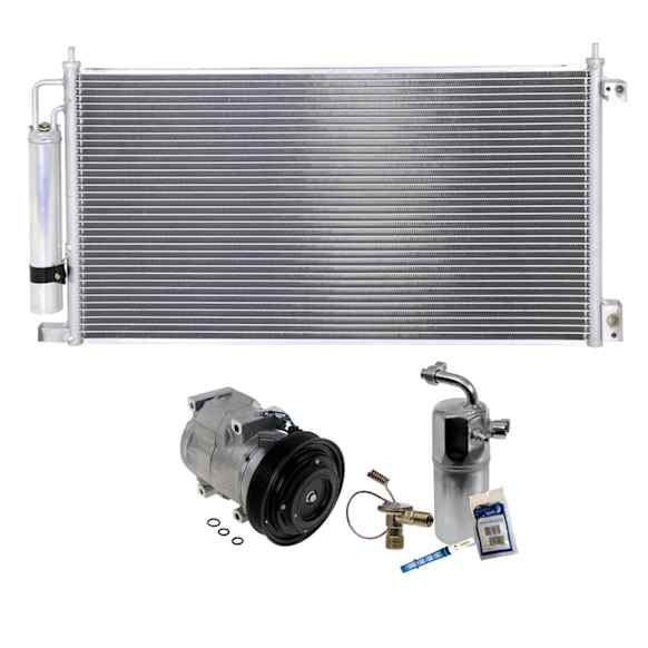 3-Piece Kit A/C Compressor Kit, With Clutch, 6-Groove Pulley, Includes (1) A/C Compressor, (1) A/C Condenser and (1) A/C Service Kit