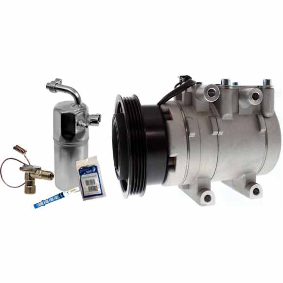 2-Piece Kit A/C Compressor Kit, With Clutch, 4-Groove Pulley, Includes (1) A/C Compressor and (1) A/C Service Kit