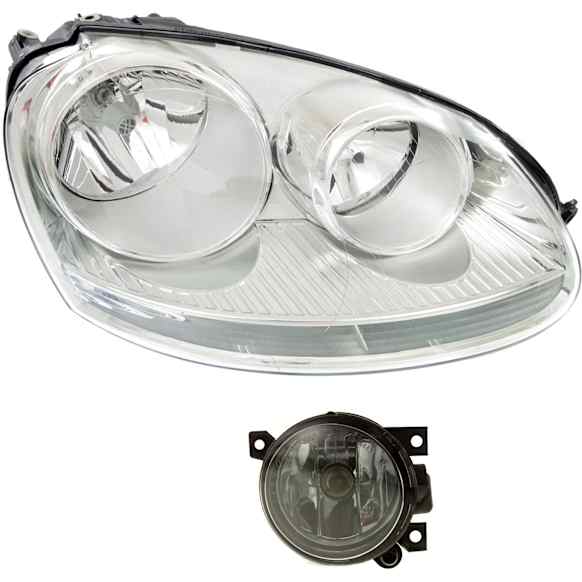 2-Piece Kit Passenger Side Halogen Headlight, With bulb(s), OE Replacement, Includes (1) Fog Light and (1) Headlight