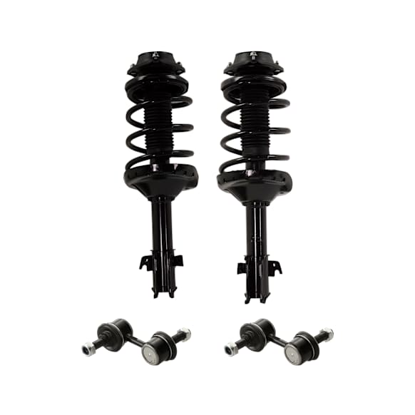 4-Piece Kit Front, Driver and Passenger Side Fully Loaded Strut, Includes (2) Loaded Strut and (2) Sway Bar Link