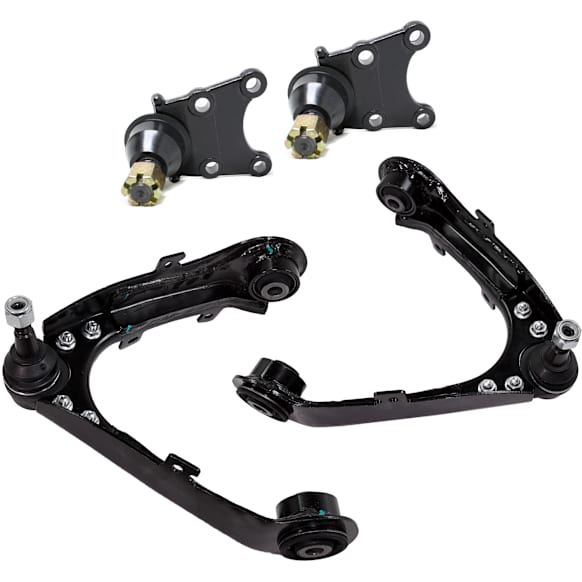 4-Piece Kit Front, Driver and Passenger Side, Upper and Lower Control Arm, includes (2) Ball Joint and (2) Control Arm