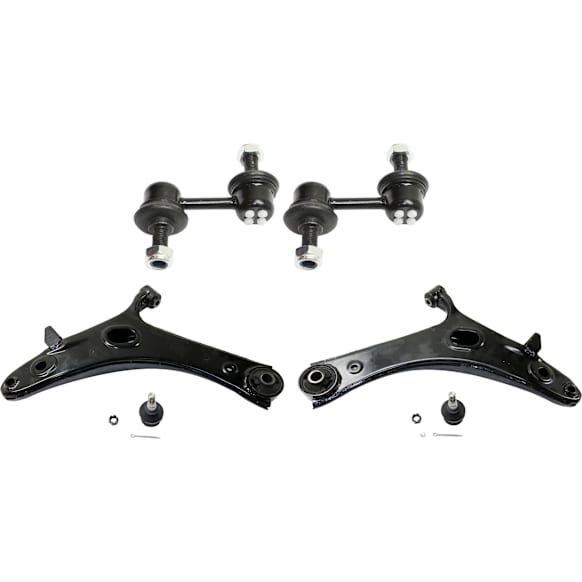 4-Piece Kit Front, Driver and Passenger Side, Lower Control Arm, includes (2) Control Arm and (2) Sway Bar Link