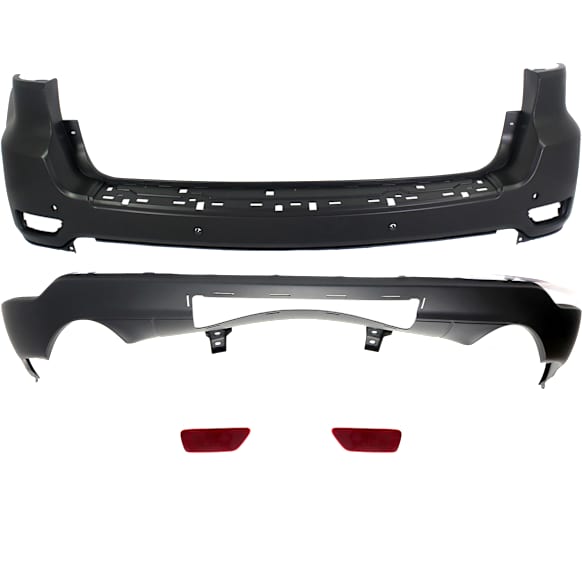 4-Piece Kit, Rear, Upper and Lower Upper - Textured, Lower - Primed Bumper Cover, CAPA Certified, Includes (2) Bumper Cover and (2) Bumper Reflector