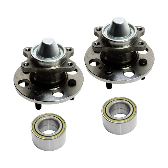 2-Wheel Set Rear Wheel Hub, 4 Lugs, With Bearing, FWD, 1.6L, 4Cyl, Includes (2) Wheel Hub and (2) Wheel Bearing