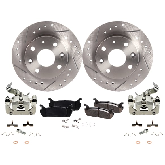 2-Wheel Set Rear Brake Kit With Calipers, 230.6 mm RWD, Includes (2) Brake Caliper, (2) Brake Disc and (1) Brake Pad Set
