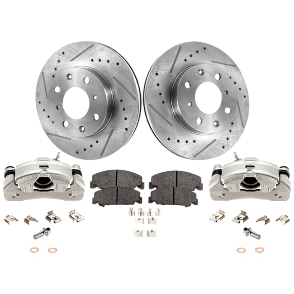 2-Wheel Set Front Brake Kit With Calipers, 239.8 mm FWD, Includes (2) Brake Caliper, (2) Brake Disc and (1) Brake Pad Set