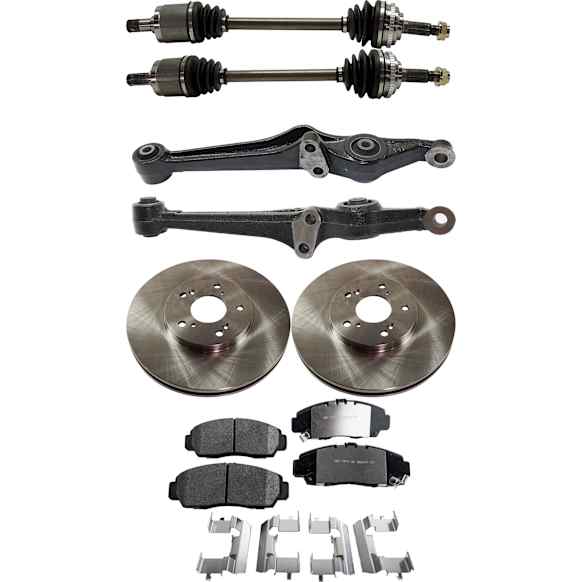 2001 Acura TL - 8-Piece Kit Front, Driver and Passenger Side Axle Assembly, New, 3.2L 6Cyl  Includes (2) Axle Assembly, (2) Brake Disc, (1) Brake Pad Set, and (2) Control Arm