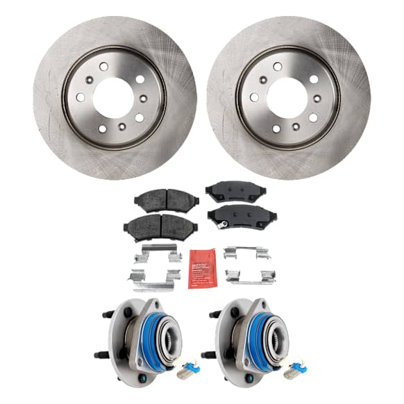 2-Wheel Set Rear Wheel Hub, 5 Lugs, With Bearing, With Sensor, AWD, 3.5L, 6Cyl, Includes (1) Brake Pad Set, (2) Wheel Hub and (2) Brake Disc