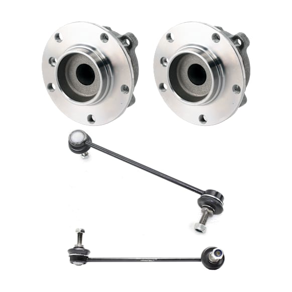 2-Wheel Set Front, Driver and Passenger Side Wheel Hub, 5 Lugs, With Bearing, Includes (2) Wheel Hub and (2) Sway Bar Link