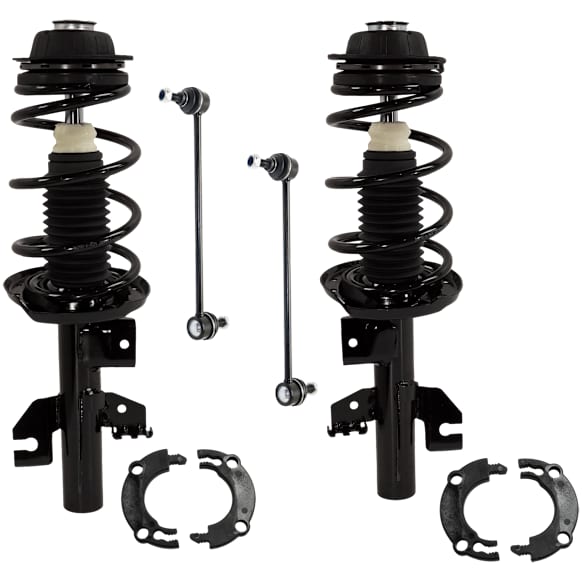 4-Piece Kit Front, Driver and Passenger Side Fully Loaded Strut, includes (2) Loaded Strut and (2) Sway Bar Link