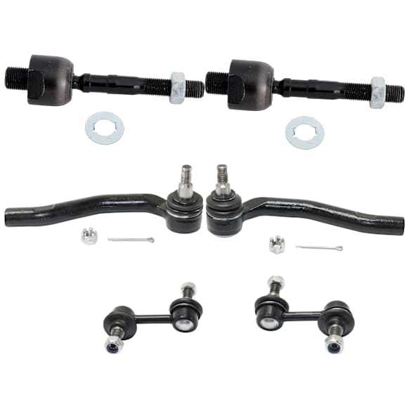 6-Piece Kit Front, Driver and Passenger Side, Inner and Outer Tie Rod End Includes (2) Sway Bar Link and (4) Tie Rod End