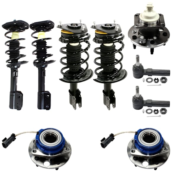 10-Piece Kit Front and Rear, Driver and Passenger Side Fully Loaded Strut, Includes (2) Tie Rod End, (4) Shock Absorber and Strut Assembly and (4) Wheel Hub