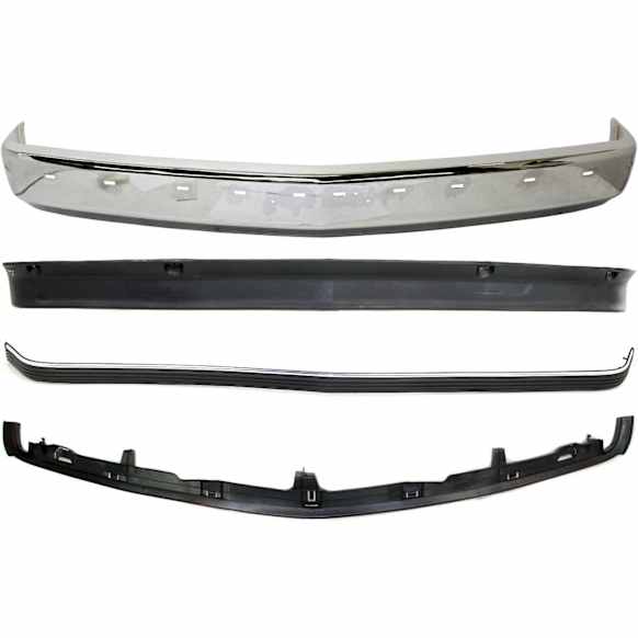 4-Piece Kit, Front Bumper, Chrome, Includes (1) Bumper, (1) Bumper Filler, (1) Bumper Trim, and (1) Valance