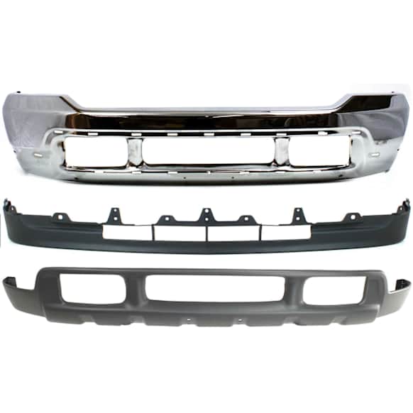 2001-2004 Ford Excursion - 3-Piece Kit, Front Bumper, Chrome, Includes (1) Bumper and (2) Valance