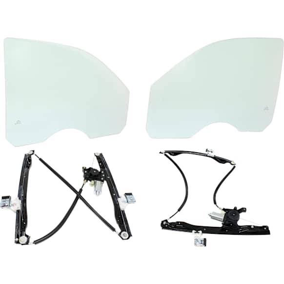 4-Piece Kit Sport Utility Front, Driver and Passenger Side Door Glass, Green Tint, DD09965 GTNN, DD09966 GTNN, Includes (2) Door Glass and (2) Window Regulator