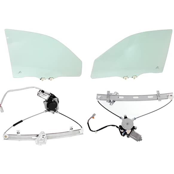 2004 Honda Civic - 4-Piece Kit Front, Driver and Passenger Side Door Glass, Sedan, 4-Door, Canada or USA Built Vehicle, Green Tint, FD21060 GTYN, FD21061 GTYN Includes (2) Window Regulator and (2) Door Glass