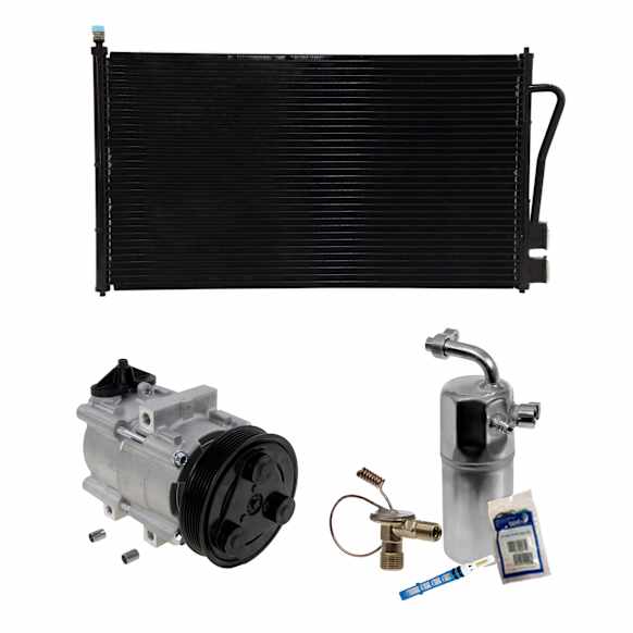 3-Piece Kit A/C Compressor Kit, With Clutch, 6-Groove Pulley, Includes (1) A/C Compressor, (1) A/C Condenser and (1) A/C Service Kit