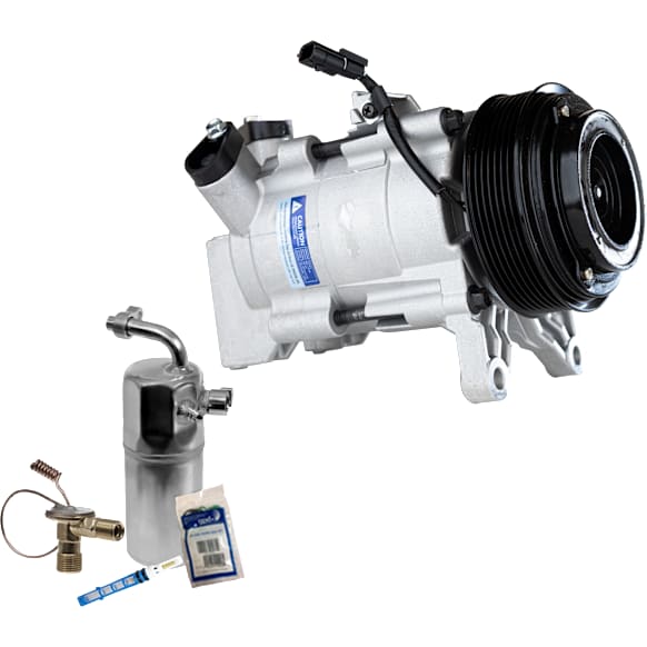 2-Piece Kit A/C Compressor Kit, With Clutch, 7-Groove Pulley, Includes (1) A/C Compressor and (1) A/C Service Kit