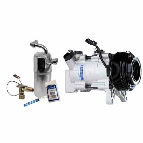 2-Piece Kit A/C Compressor Kit, With Clutch, 7-Groove Pulley, Includes (1) A/C Compressor and (1) A/C Service Kit