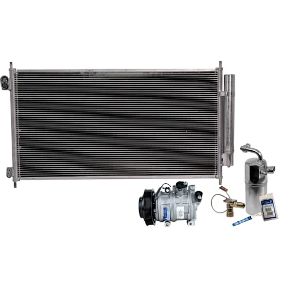 2008-2009 Honda Accord - 3-Piece Kit A/C Compressor Kit, With Clutch, 6-Groove Pulley, Includes (1) A/C Compressor, (1) A/C Condenser and (1) A/C Service Kit