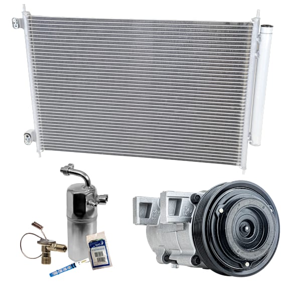 3-Piece Kit A/C Compressor Kit, With Clutch, 6-Groove Pulley, Includes (1) A/C Compressor, (1) A/C Condenser and (1) A/C Service Kit