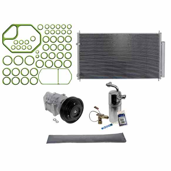 3-Piece Kit A/C Compressor Kit, With Clutch, 6-Groove Pulley, Includes (1) A/C Condenser, (1) A/C Service Kit and (1) A/C Compressor