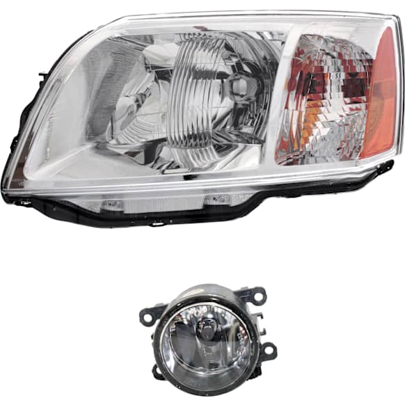 2008 Mitsubishi Endeavor - 2-Piece Kit Driver Side Halogen Headlight, With bulb(s), OE Replacement, Includes (1) Fog Light and (1) Headlight