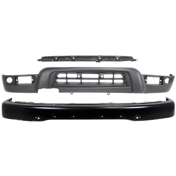 1999 Toyota 4Runner - 3-Piece Kit Front Bumper, For Models With Sport Package and Fender Flare Holes, Painted Black, Sport Utility, Includes (1) Bumper, (1) Bumper Retainer, and (1) Valance