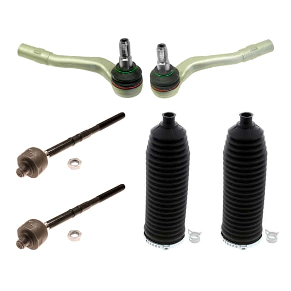 KIT-070224-796 6-Piece Kit Front or Rear, Driver and Passenger Side, Inner and Outer Tie Rod End, Includes (4) Tie Rod End and (2) Steering Rack Boot
