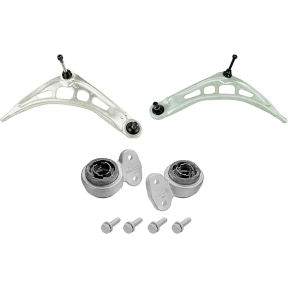 KIT-070224-799 3-Piece Kit Front, Driver and Passenger Side, Lower Control Arm, Genuine BMW, Includes (1) Control Arm Bushing and (2) Control Arm