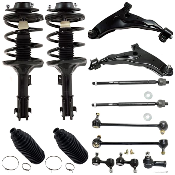 13-Piece Kit Front and Rear Fully Loaded Strut, Hatchback, Includes (2) Control Arm, (2) Steering Rack Boot, (3) Tie Rod End, (4) Sway Bar Link and (2) Shock Absorber and Strut Assembly
