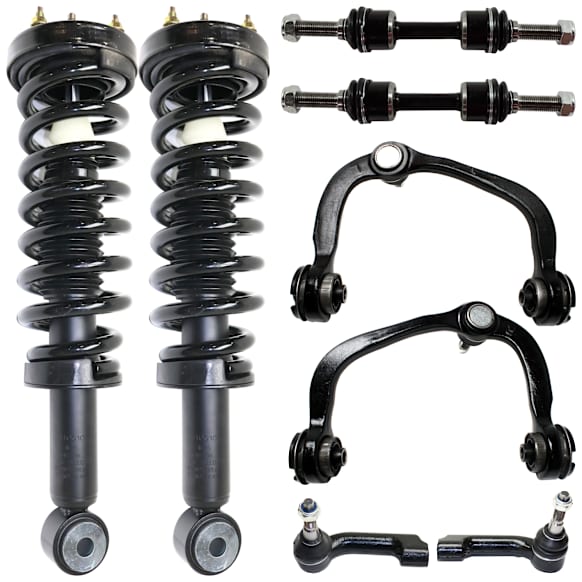 8-Piece Kit Front, Driver and Passenger Side Fully Loaded Strut, Includes (2) Control Arm, (2) Tie Rod End, (2) Sway Bar Link and (2) Shock Absorber and Strut Assembly