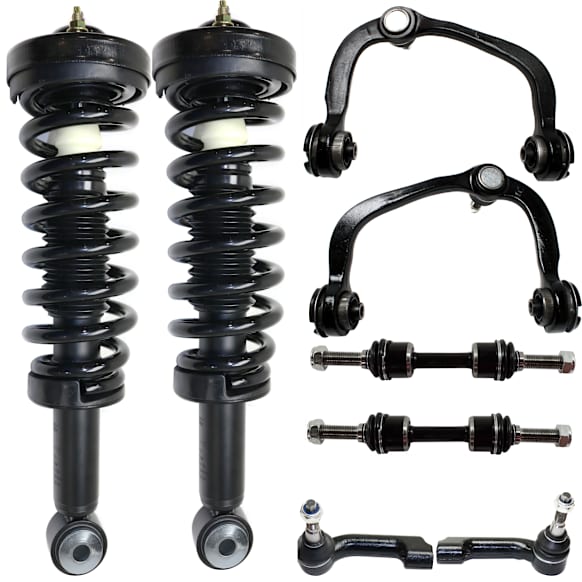 8-Piece Kit Front, Driver and Passenger Side Fully Loaded Strut, RWD, Includes (2) Control Arm, (2) Tie Rod End, (2) Sway Bar Link and (2) Shock Absorber and Strut Assembly