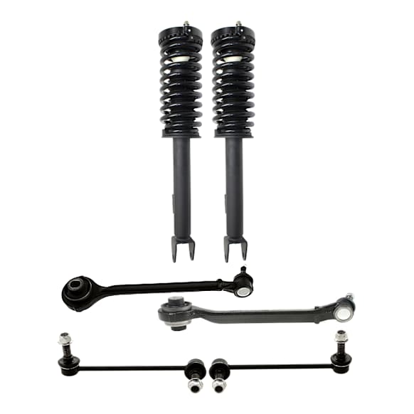 6-Piece Kit Front, Driver and Passenger Side Fully Loaded Strut, RWD, Includes (2) Control Arm, (2) Sway Bar Link and (2) Shock Absorber and Strut Assembly