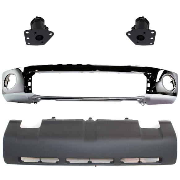 2008 Toyota Tundra - 4-Piece Kit Front Bumper, Chrome, Includes (1) Bumper, (2) Bumper Bracket, and (1) Valance