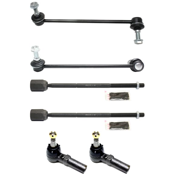 6-Piece Kit Front, Driver and Passenger Side, Inner and Outer Sway Bar Link, Includes (2) Sway Bar Link and (4) Tie Rod End