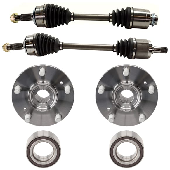 6-Piece Kit Front, Driver and Passenger Side Axle Assembly - New 6-Piece Kit, 2.4L, 4Cyl, Includes (2) Wheel Hub, (2) Axle Assembly and (2) Wheel Bearing