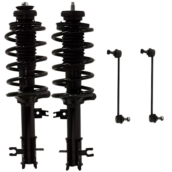 4-Piece Kit Front, Driver and Passenger Side Fully Loaded Strut, Includes (2) Sway Bar Link and (2) Shock Absorber and Strut Assembly