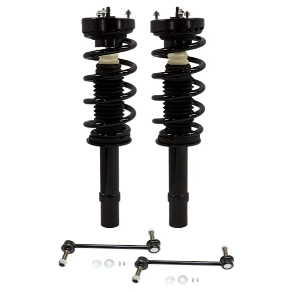 4-Piece Kit Front, Driver and Passenger Side Fully Loaded Strut, AWD, Includes (2) Sway Bar Link and (2) Shock Absorber and Strut Assembly