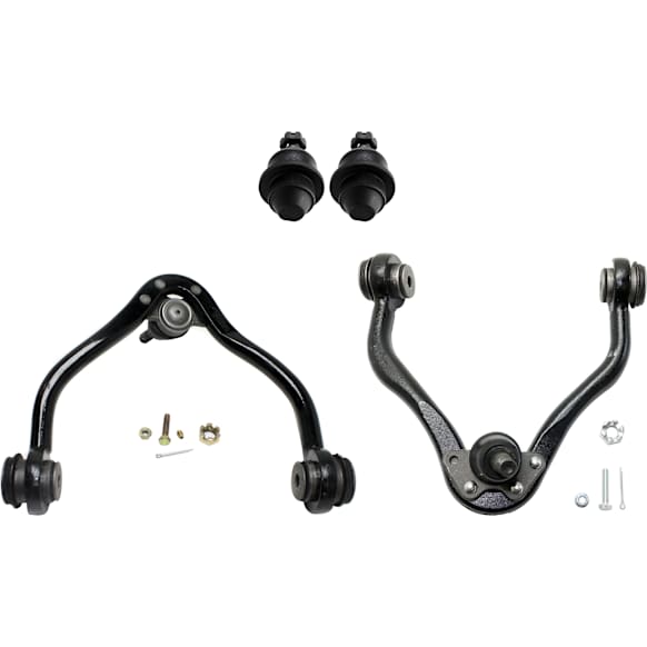 4-Piece Kit Front, Driver and Passenger Side, Upper and Lower Control Arm, includes (2) Ball Joint and (2) Control Arm