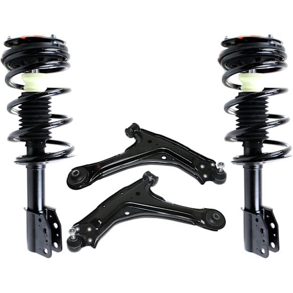 4-Piece Kit Front, Driver and Passenger Side, Outer, Lower Fully Loaded Strut, Includes (2) Control Arm and (2) Shock Absorber and Strut Assembly