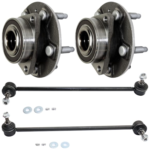 2-Wheel Set Front Wheel Hub, 5 Lugs, With Bearing, Includes (2) Sway Bar Link and (2) Wheel Hub