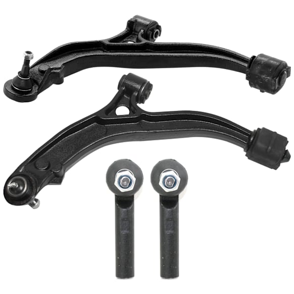 2001-2004 Dodge Grand Caravan - 4-Piece Kit Front, Driver and Passenger Side, Outer, Lower Control Arm, includes (2) Control Arm and (2) Tie Rod End