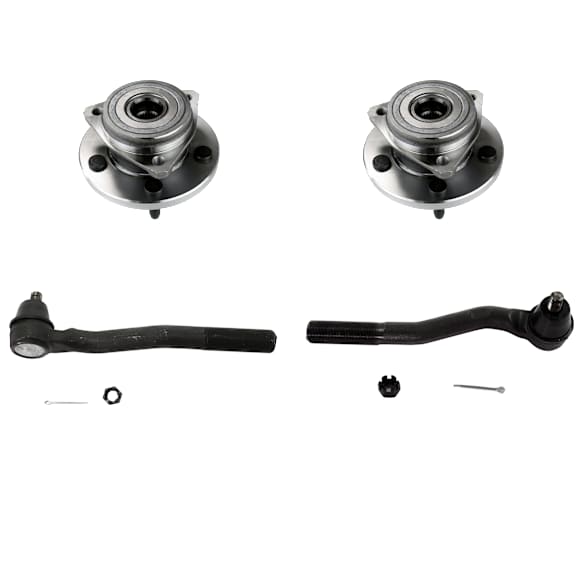 2-Wheel Set Front, Driver and Passenger Side, Outer, Lower Wheel Hub, 5 Lugs, With Bearing, Includes (2) Wheel Hub and (2) Tie Rod End