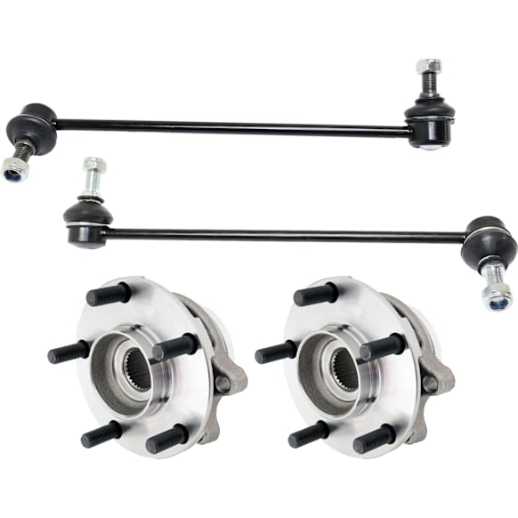 2-Wheel Set Front Wheel Hub, 5 Lugs, With Bearing, AWD, 3.5L, 6Cyl, Includes (2) Sway Bar Link and (2) Wheel Hub