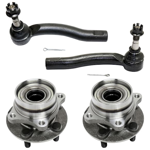 2-Wheel Set Front, Driver and Passenger Side, Outer Wheel Hub, 5 Lugs, With Bearing,, 1.5L, 4Cyl, Includes (2) Tie Rod End and (2) Wheel Hub